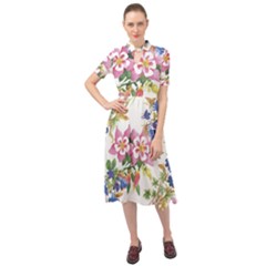 Garden Flowers Keyhole Neckline Chiffon Dress by goljakoff