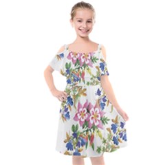 Garden Flowers Kids  Cut Out Shoulders Chiffon Dress by goljakoff