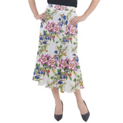 Garden Flowers Midi Mermaid Skirt by goljakoff