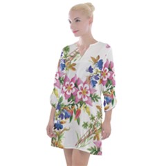 Garden Flowers Open Neck Shift Dress