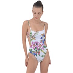 Garden Flowers Tie Strap One Piece Swimsuit by goljakoff