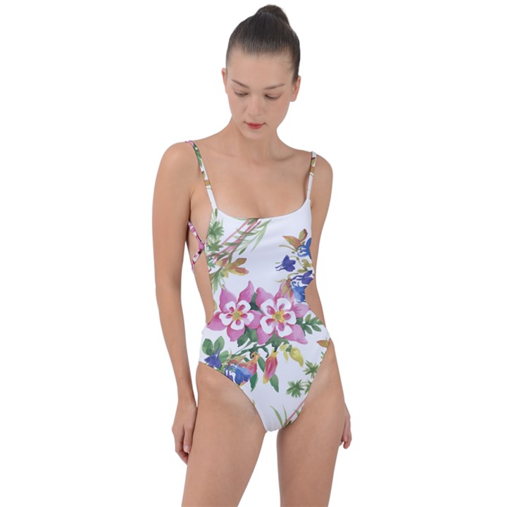 Garden flowers Tie Strap One Piece Swimsuit