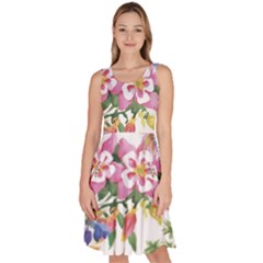 Garden Flowers Knee Length Skater Dress With Pockets by goljakoff