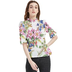 Garden Flowers Frill Neck Blouse