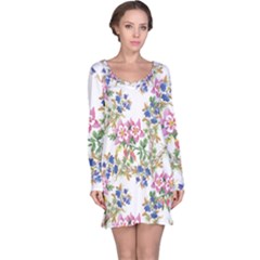 Garden Flowers Pattern Long Sleeve Nightdress by goljakoff