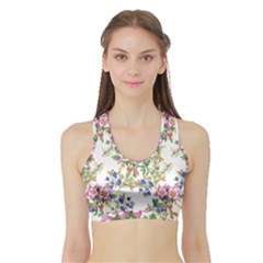 Garden Flowers Pattern Sports Bra With Border by goljakoff