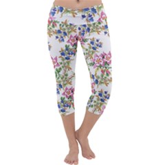 Garden Flowers Pattern Capri Yoga Leggings by goljakoff