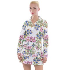 Garden Flowers Pattern Women s Long Sleeve Casual Dress by goljakoff