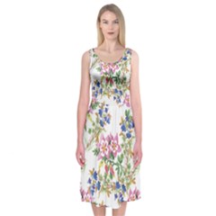 Garden Flowers Pattern Midi Sleeveless Dress by goljakoff