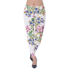 Garden Flowers Pattern Velvet Leggings by goljakoff