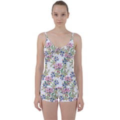 Garden Flowers Pattern Tie Front Two Piece Tankini by goljakoff