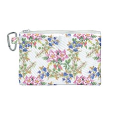 Garden Flowers Pattern Canvas Cosmetic Bag (medium) by goljakoff