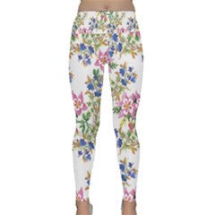 Garden Flowers Pattern Lightweight Velour Classic Yoga Leggings by goljakoff