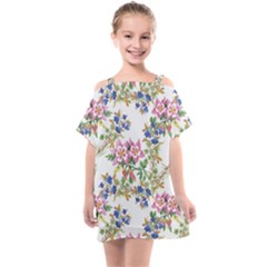 Garden Flowers Pattern Kids  One Piece Chiffon Dress by goljakoff