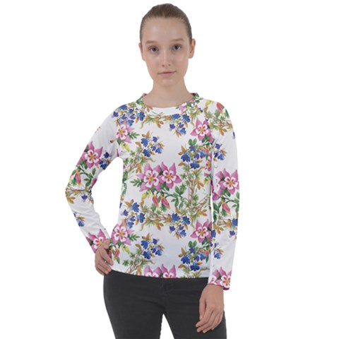 Garden Flowers Pattern Women s Long Sleeve Raglan Tee by goljakoff