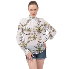 Spring High Neck Long Sleeve Chiffon Top by goljakoff