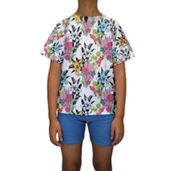 Summer Flowers Kids  Short Sleeve Swimwear by goljakoff