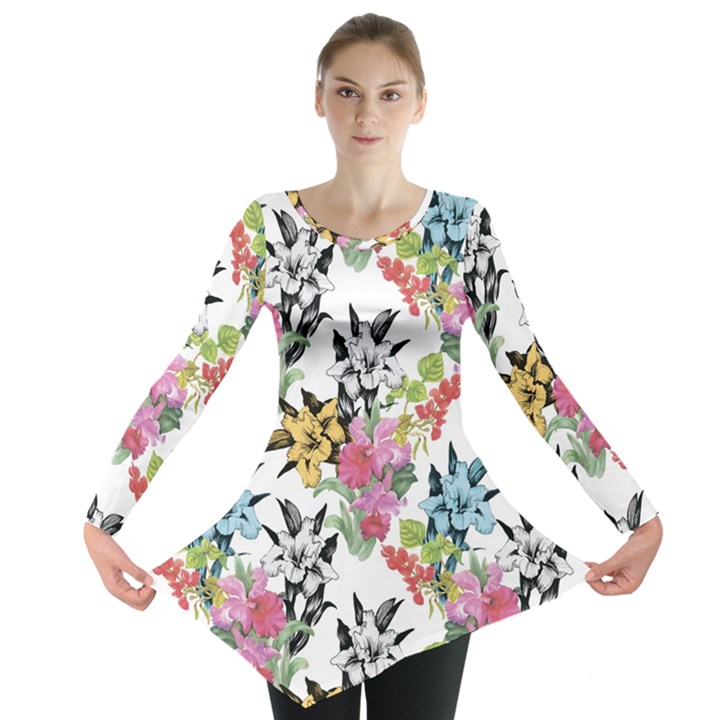 Summer flowers Long Sleeve Tunic 