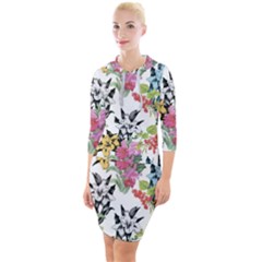 Summer Flowers Quarter Sleeve Hood Bodycon Dress by goljakoff