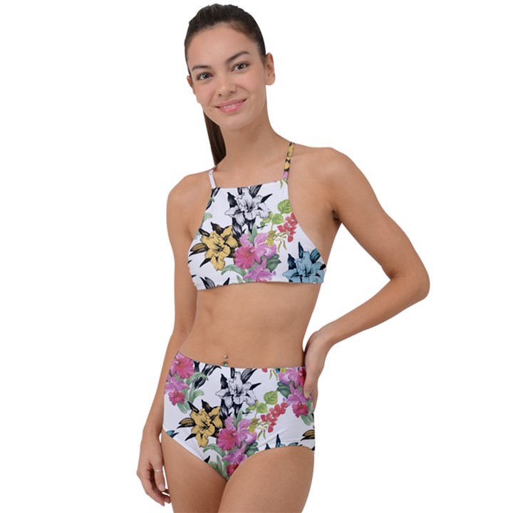 Summer flowers High Waist Tankini Set