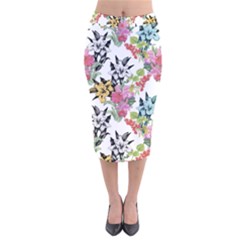 Summer Flowers Velvet Midi Pencil Skirt by goljakoff