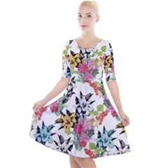 Summer Flowers Quarter Sleeve A-line Dress by goljakoff