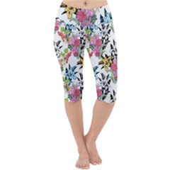 Summer Flowers Lightweight Velour Cropped Yoga Leggings by goljakoff