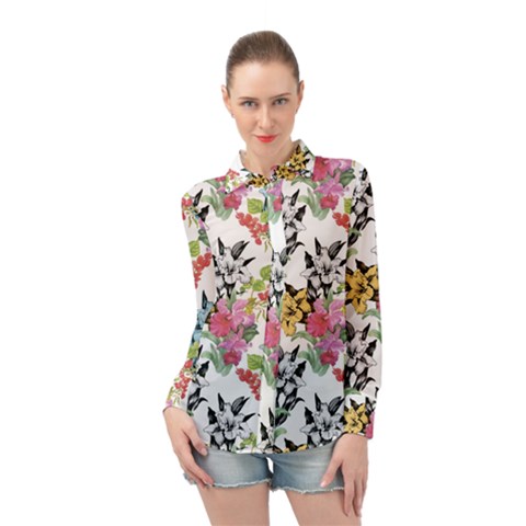 Summer Flowers Long Sleeve Chiffon Shirt by goljakoff