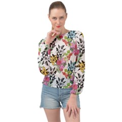 Summer Flowers Banded Bottom Chiffon Top by goljakoff