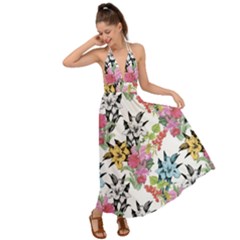 Summer Flowers Backless Maxi Beach Dress by goljakoff