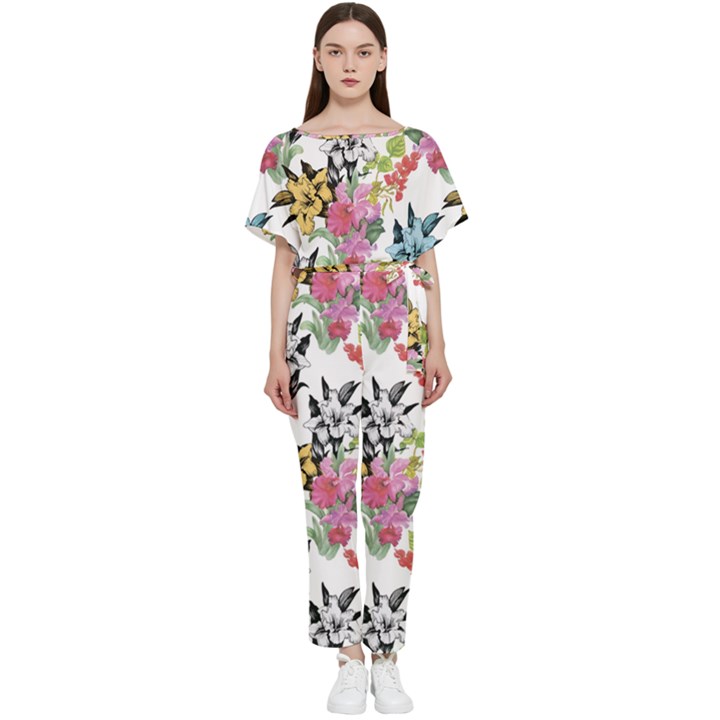 Summer flowers Batwing Lightweight Jumpsuit