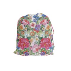 Beautiful Flowers Drawstring Pouch (large) by goljakoff