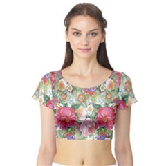 Beautiful Flowers Short Sleeve Crop Top by goljakoff