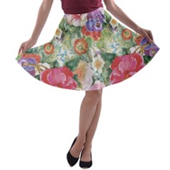 Beautiful Flowers A-line Skater Skirt by goljakoff