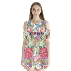 Beautiful Flowers Shoulder Cutout Velvet One Piece by goljakoff