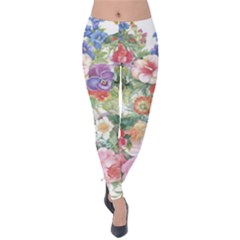 Beautiful Flowers Velvet Leggings by goljakoff