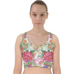 Beautiful Flowers Velvet Racer Back Crop Top by goljakoff