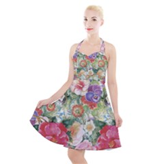 Beautiful Flowers Halter Party Swing Dress  by goljakoff