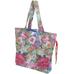 Beautiful Flowers Drawstring Tote Bag by goljakoff