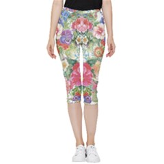 Beautiful Flowers Inside Out Lightweight Velour Capri Leggings  by goljakoff