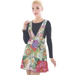 Beautiful Flowers Plunge Pinafore Velour Dress by goljakoff