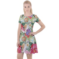 Beautiful Flowers Cap Sleeve Velour Dress  by goljakoff