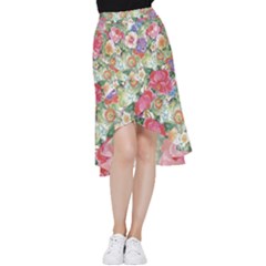 Beautiful Flowers Frill Hi Low Chiffon Skirt