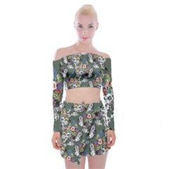 Garden Off Shoulder Top With Mini Skirt Set by goljakoff