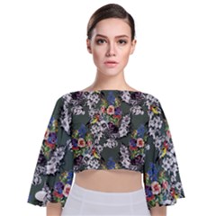 Garden Tie Back Butterfly Sleeve Chiffon Top by goljakoff