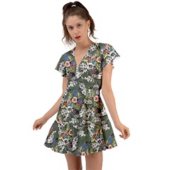 Garden Flutter Sleeve Wrap Dress by goljakoff