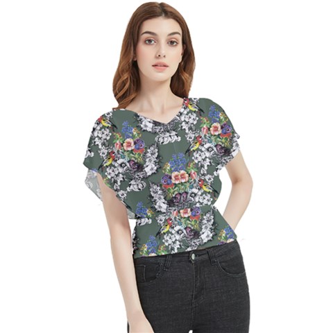 Garden Butterfly Chiffon Blouse by goljakoff