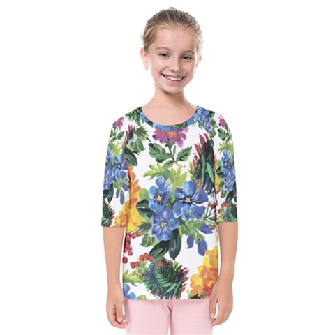 Flowers Kids  Quarter Sleeve Raglan Tee by goljakoff