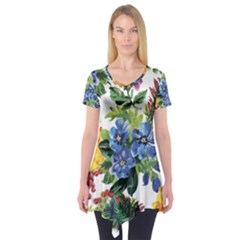 Flowers Short Sleeve Tunic  by goljakoff