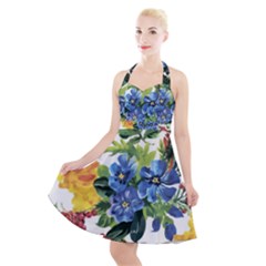 Flowers Halter Party Swing Dress  by goljakoff